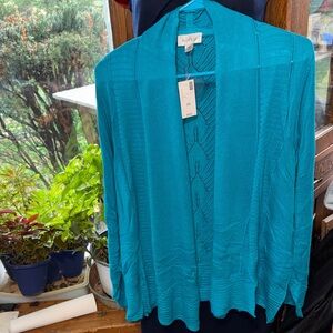 NWT Avenue Teal Open-Front Women's Cardigan Sweater 14/16